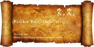 Kulka Kálmán névjegykártya